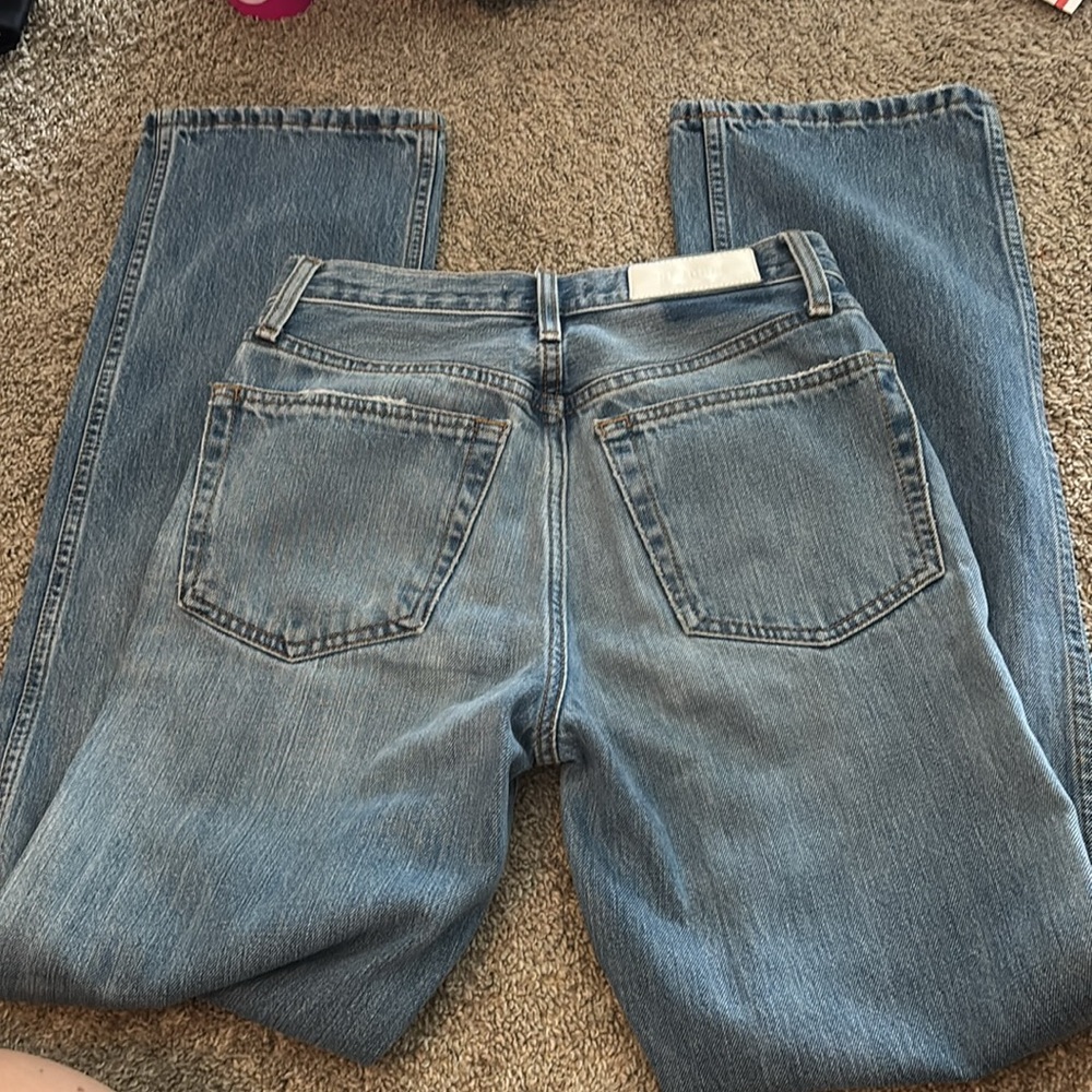 Re/Done High-Rise Light Blue Straight Jeans - Picture 4 of 5